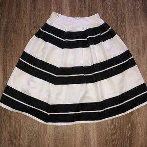 High Waisted Black & White Striped Skirt